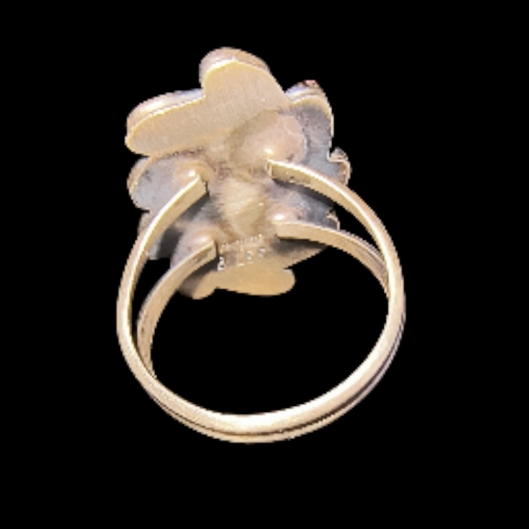 Signed Native American Pilot Mountain Turquoise And Sterling Silver Ring - Picture 8 of 12